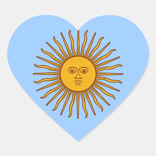 Soleil d'or de mai Argentine Stickers Coeur drapea (Devant)