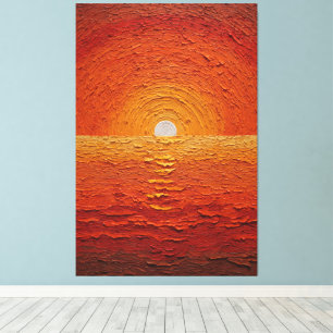 Soleil doré sur l'horizon océanique Art mural abst