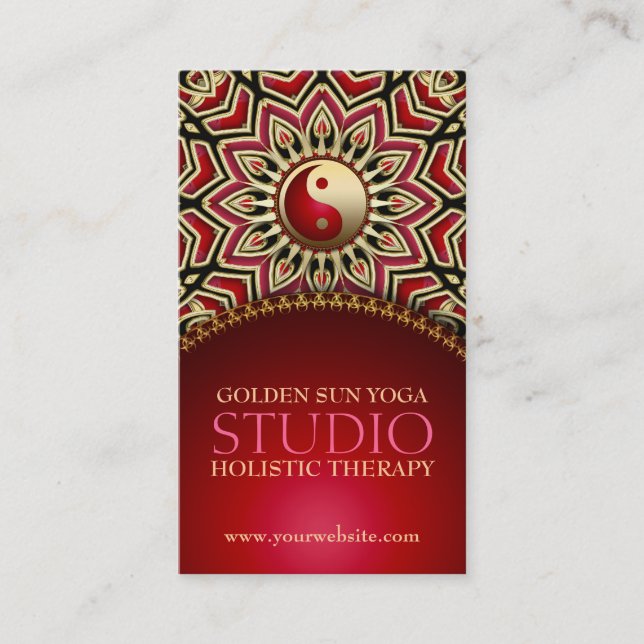 Soleil Doré Yoga Reiki Balance Rouge Cartes de vis (Devant)