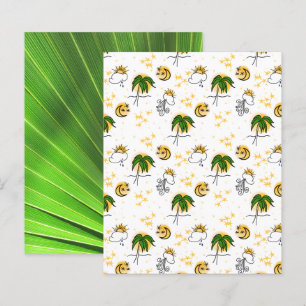 Soleil Jaune Étoiles Lune Palm Verte Papier à papi