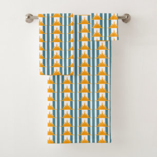 Soleil Jaune Orange sur les rayures Turquoises