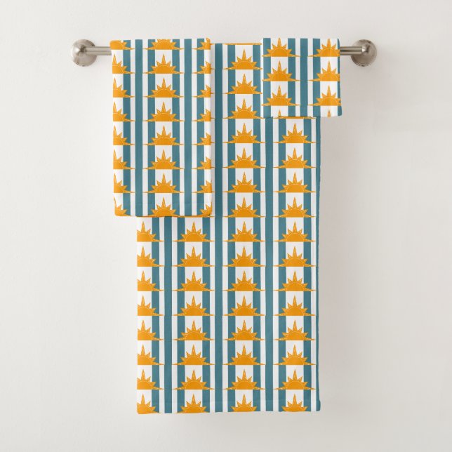 Soleil Jaune Orange sur les rayures Turquoises (En situation)