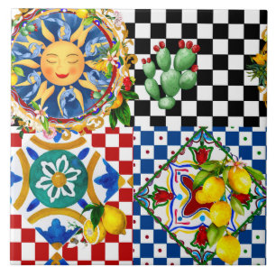 soleil sicilien, citron, carreaux méditerranéens,