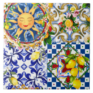 soleil sicilien, citron, carreaux méditerranéens,