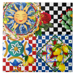 soleil sicilien, citron, carreaux méditerranéens,