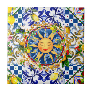 soleil sicilien, citron, carreaux méditerranéens,