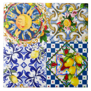 soleil sicilien, citron, carreaux méditerranéens,
