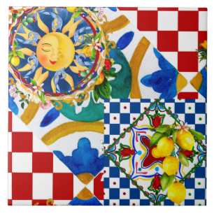 soleil sicilien, citron, carreaux méditerranéens,