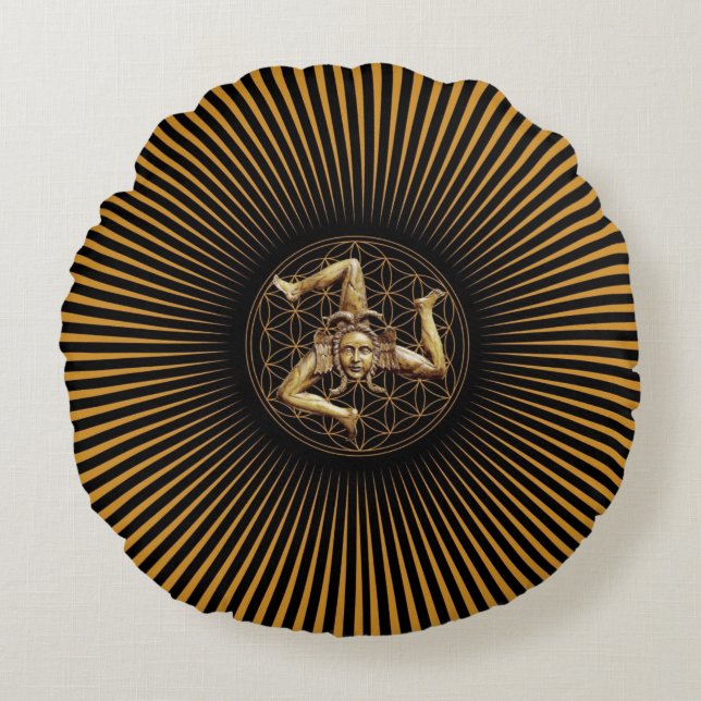 Soleil sicilien, illusion optique, Coussin rond (Devant)