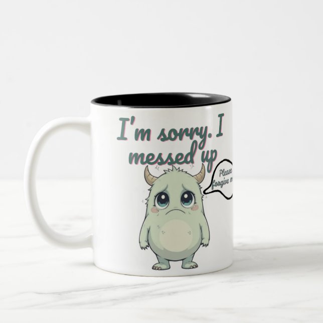 Solemn Sorry – Minimalist Cute Monster Apology Mug (Gauche)