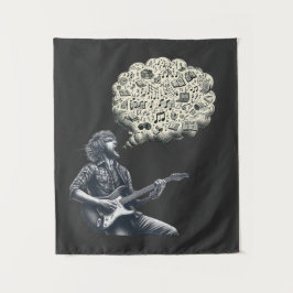 Solfeggio explodierender Gitarrenspieler Wandteppich
