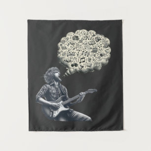 Solfeggio explodierender Gitarrenspieler Wandteppich