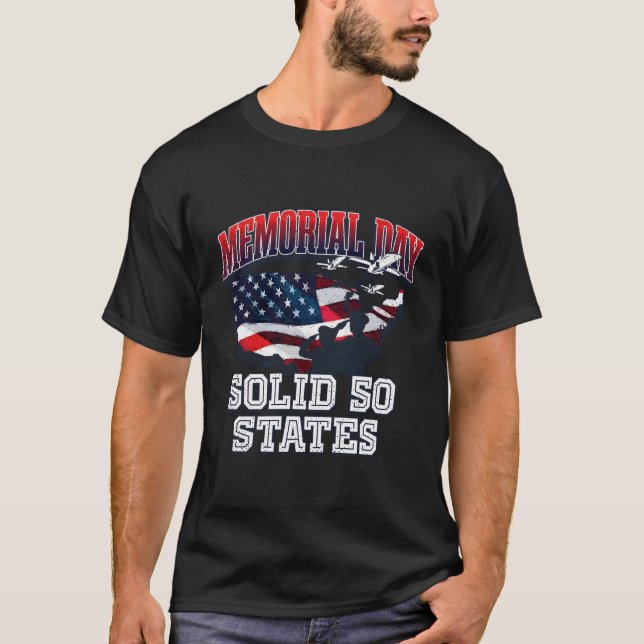 Solid 50 States American Proud Usa Ehrung Patriot T-Shirt (Vorderseite)