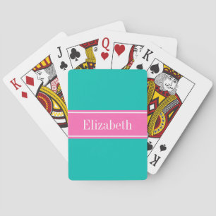 Solid Aquamarin, Hot-Pink #2 Multibbon-Name Spielkarten