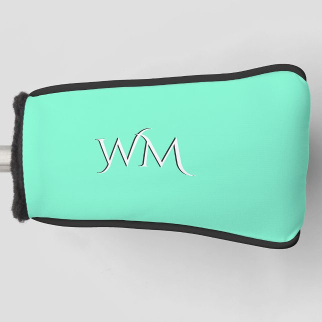 Solid Aquamarine Mit Monogramm Golf Headcover (Vorderseite)