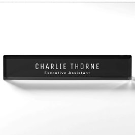 Solid Black Desk Namplate mit Name und Jobbezeichn Namensplakette