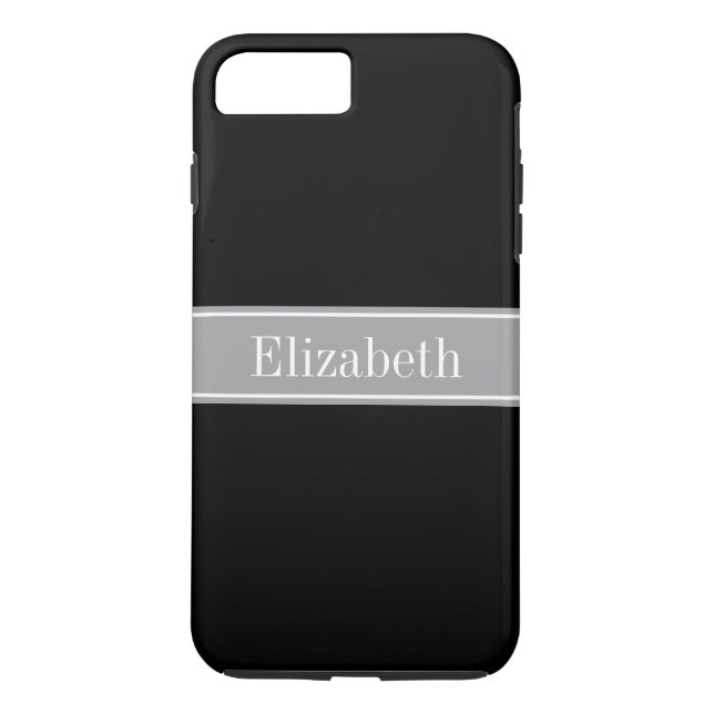 Solid Black, Dunkelgrau-Multiband-Name Case-Mate iPhone Hülle (Rückseite)