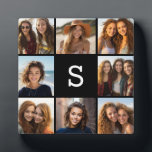 Solid Black Foto Collage Custom Monogram Fotoplatte<br><div class="desc">Für dieses Design können Sie Instagram-Fotos verwenden. Verwenden Sie 8 quadratische Foto,  um ein einzigartiges und persönliches Geschenk zu kreieren. Oder man behalte den Hipster Welpe und macht einen trendigen Sake. Wenn Sie die Bilder anpassen müssen,  klicken Sie auf das Werkzeug anpassen,  um Änderungen vorzunehmen.</div>