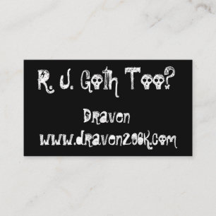 Solid Black Goth Business Cards Visitenkarte