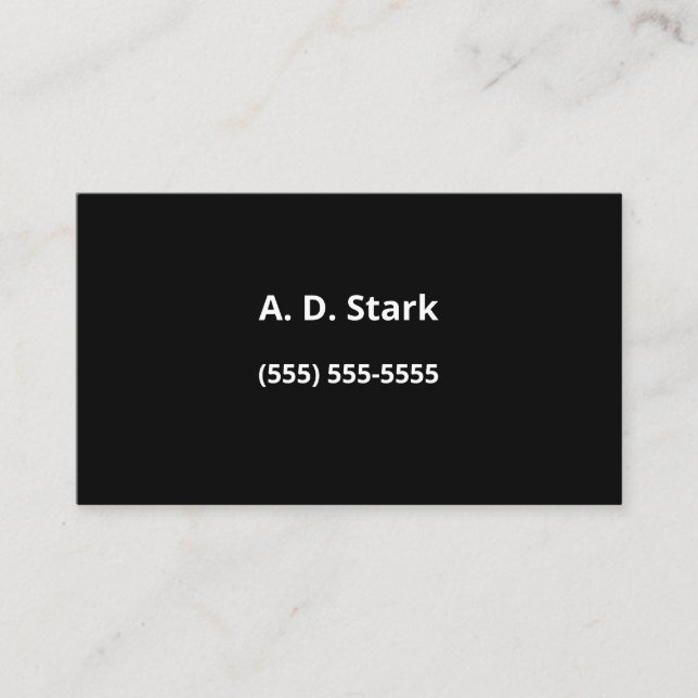 Solid Black Minimalistisch Business Cards Visitenkarte (Vorderseite)