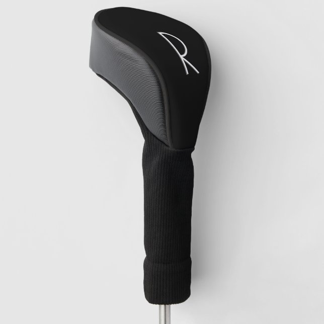 Solid Black Personalisiert Golf Headcover (angewinkelt)