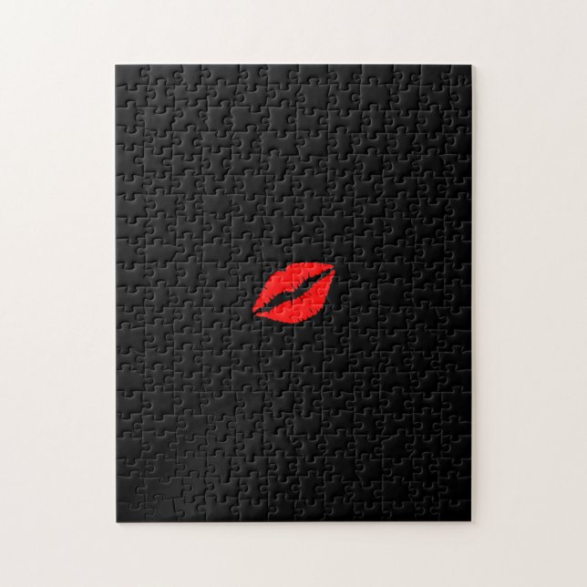 Solid Black Red Lips Lipstick Kiss schwierig (Vertikal)