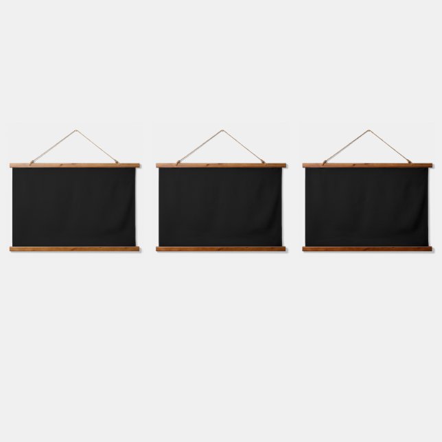 Solid Black WFH Hintergrund Drei Wandteppich Mit Holzrahmen (Dreifach)