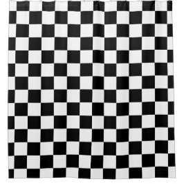 Solid Black with White Square Pattern Duschvorhang