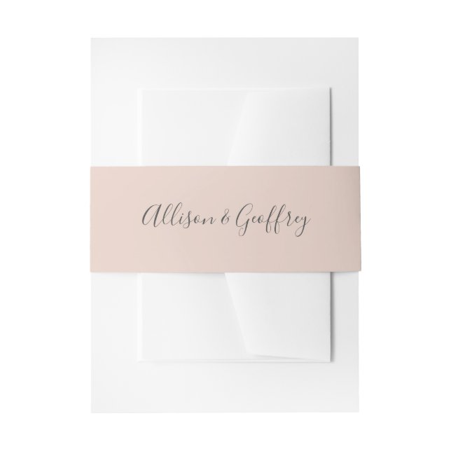 Solid Blush & Gray Calligraphy Script Wedding Einladungsbanderole (Vorderseite Beispiel)