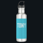 Solid Bright Sky Blue Individuelle Name Monogram Edelstahlflasche<br><div class="desc">- Solides,  feines,  minimalistisches Design mit individualisierbarem Namen,  Schriftart,  Schriftart oder Schriftart... . Es ist sehr lustig und spielerisch!</div>