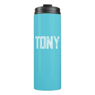 Solid Bright Sky Blue Individuelle Name Monogram Thermosbecher
