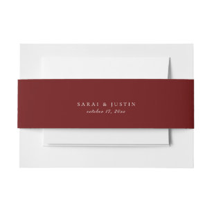 Solid Burgundy Marsala Red Color Wedding Einladungsbanderole