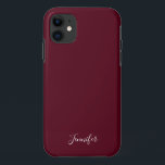 Solid Burgundy Wein Farbe Chic Custom Monogram Case-Mate iPhone Hülle<br><div class="desc">Chic solide Farbe Handy Gehäuse in bordeauxrot,  mein Lieblings-Schatten dunkelrot. Eine wunderschöne Weinfarbe mit Ihrem hübschen,  individuellen Monogramm. Personalisieren Sie mit Ihrem Namen in elegantem weißem Skript.</div>