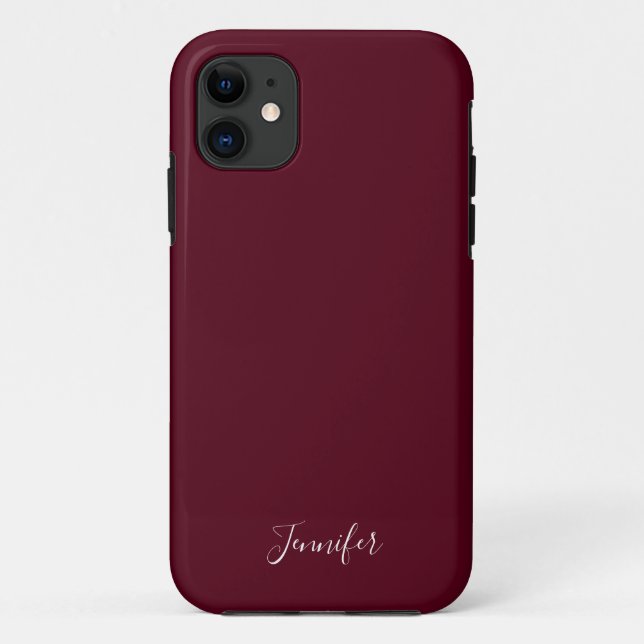Solid Burgundy Wein Farbe Chic Custom Monogram Case-Mate iPhone Hülle (Rückseite)