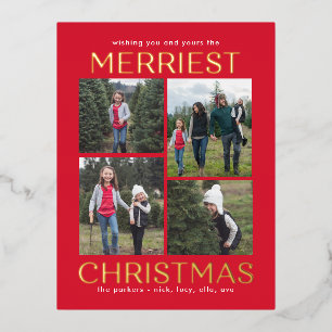 Solid Clean Collage FOIL Weihnachtskarte Postkarte