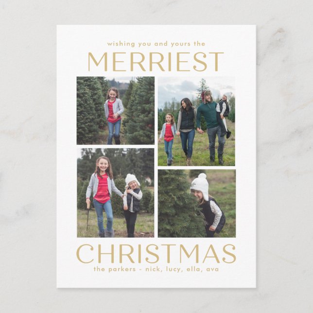 Solid Clean Collage Weihnachtskarte Feiertagspostkarte (Vorderseite)
