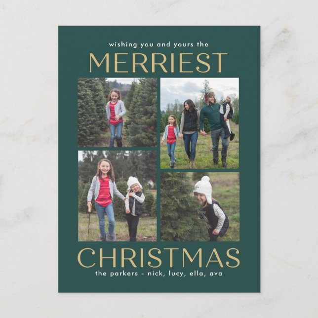 Solid Clean Collage Weihnachtskarte Feiertagspostkarte (Vorderseite)