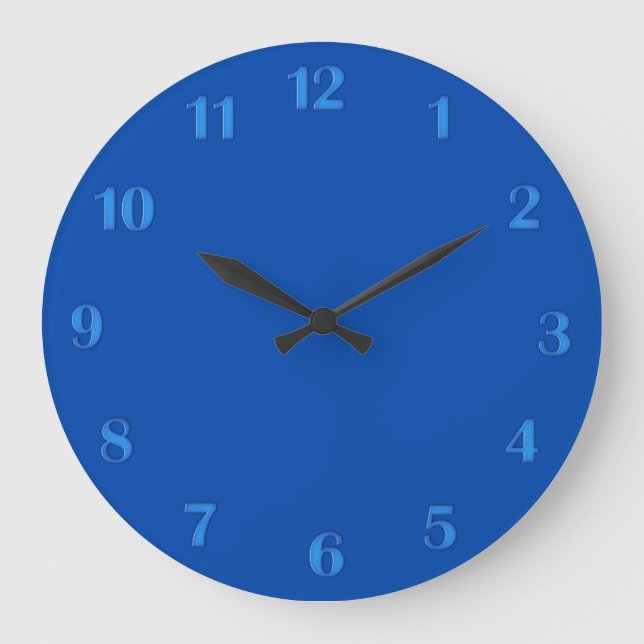 Solid Cobalt Blau mit blauen Zahlen Wall Uhr (Vorderseite)