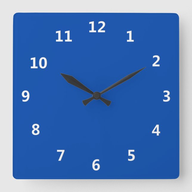 Solid Cobalt Blau mit weißen Zahlen Wall Uhr (Vorderseite)
