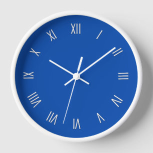 Solid Cobalt Blue with White Roman Numer Wanduhr