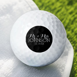 Solid Color Black Mr. & Mrs. Gastgeschenke Hochzei Golfball