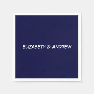 Solid Color DIY BG, Name Monogram - Navy Blue Serviette