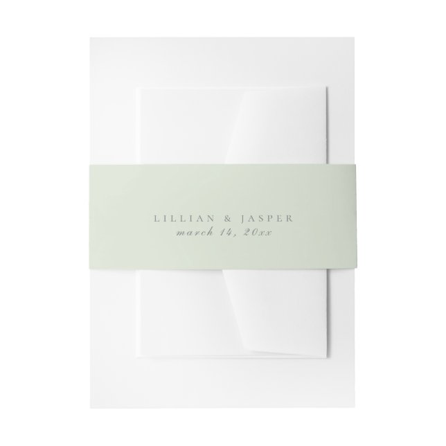 Solid Color Dusty Sage Wedding Einladungsbanderole (Vorderseite Beispiel)