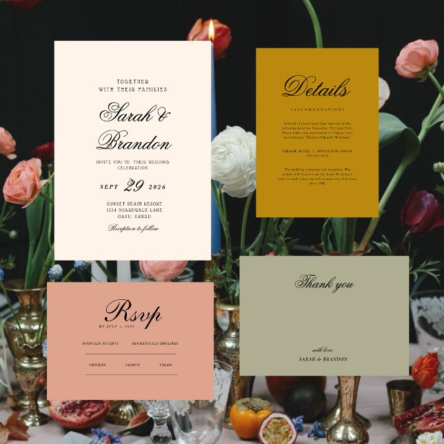Solid Color Minimalist Script Wedding Thank You  Dankeskarte (Von Creator hochgeladen)