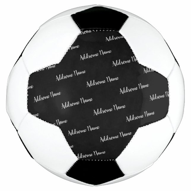 Solid Color Modern Basic Black Mit Monogramm Fußball (Vorderseite)