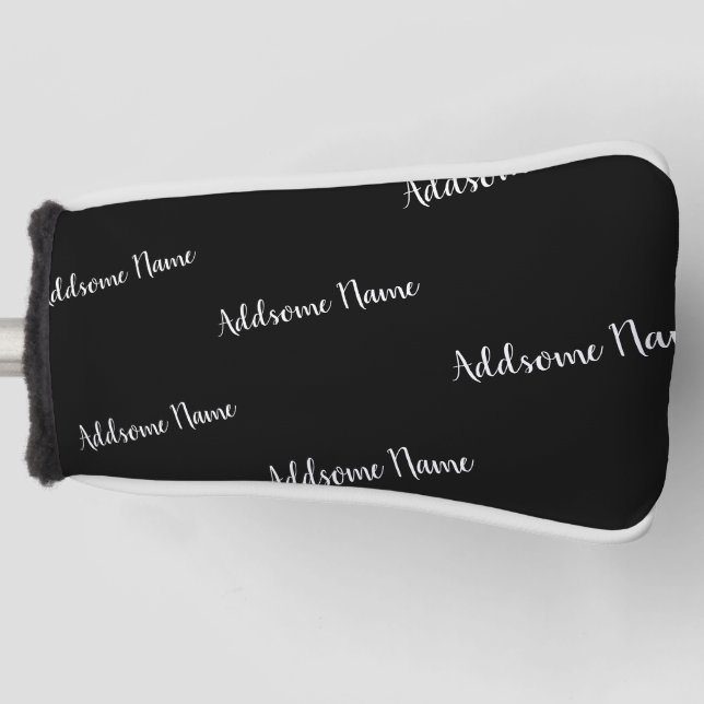 Solid Color Modern Basic Black Mit Monogramm Golf Headcover (Vorderseite)