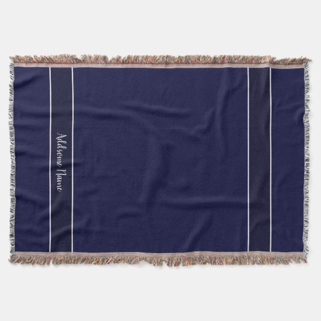 Solid Color Modern Navy Blue Stilvoll Decke (Vorderseite)