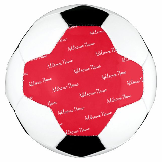 Solid Color Red Modern Basic Mit Monogramm Fußball (Vorderseite)