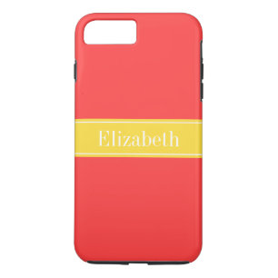 Solid Coral Red, Ananas Ribbon Name Monogramm Case-Mate iPhone Hülle