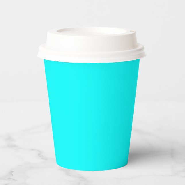 Solid Cyan 8oz Paper Cup with Lid for Events Pappbecher (Vorderseite)